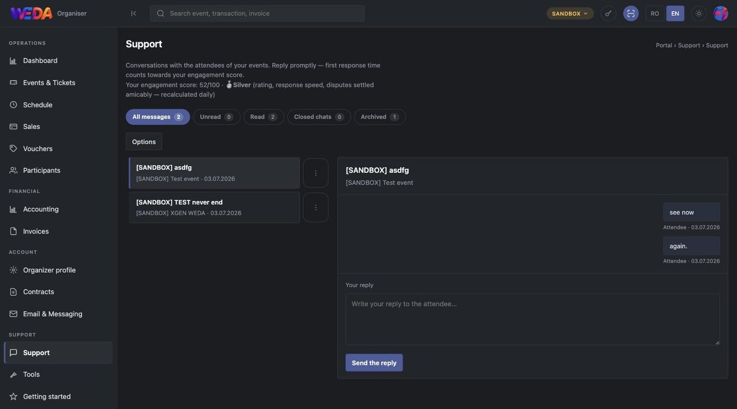 Messages, status filters and the engagement score
