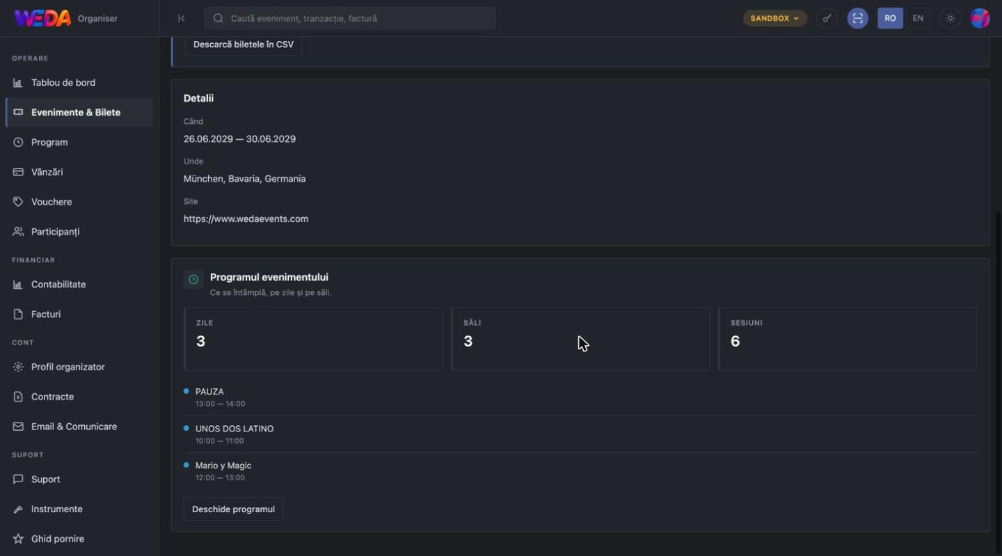 Programul, legat de eveniment